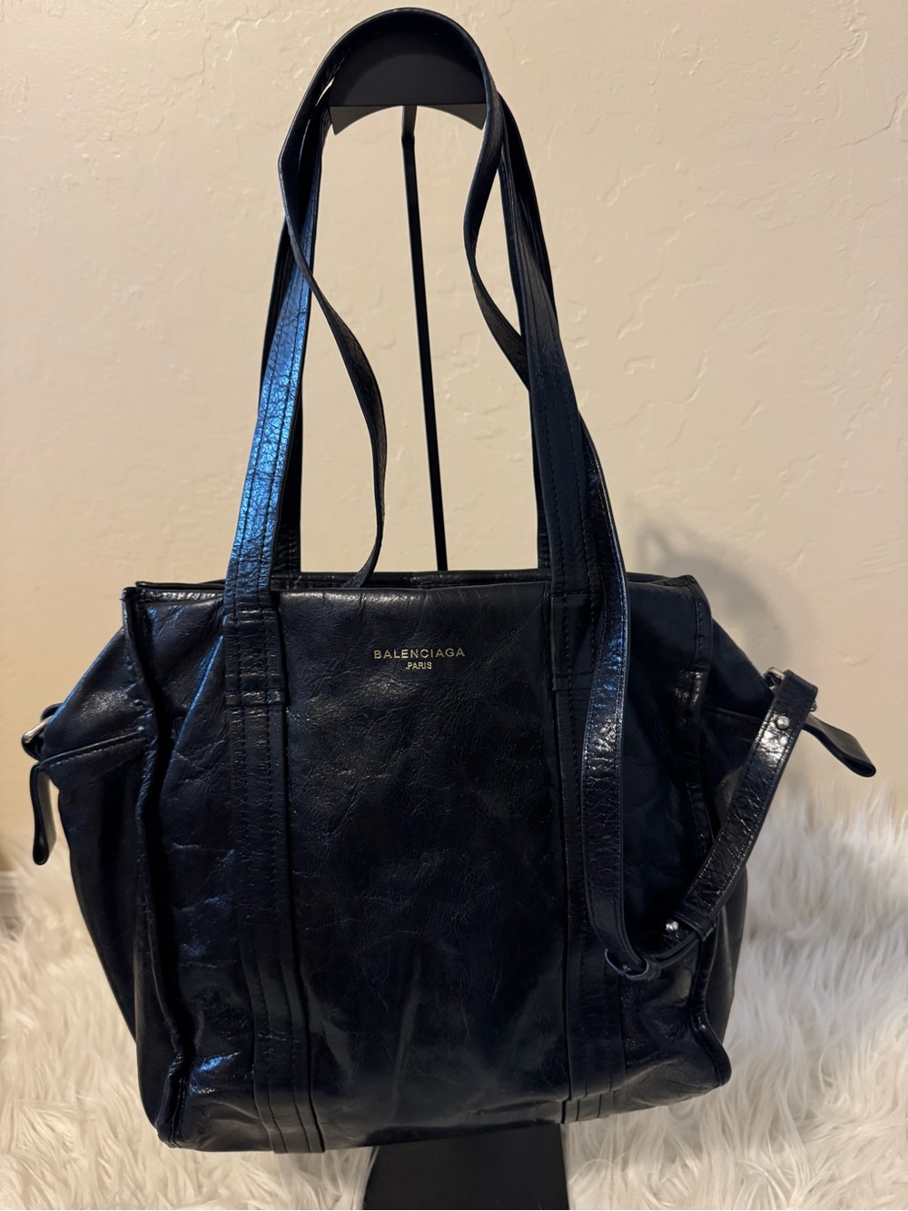 Balenciaga Black Leather Shoulder Tote